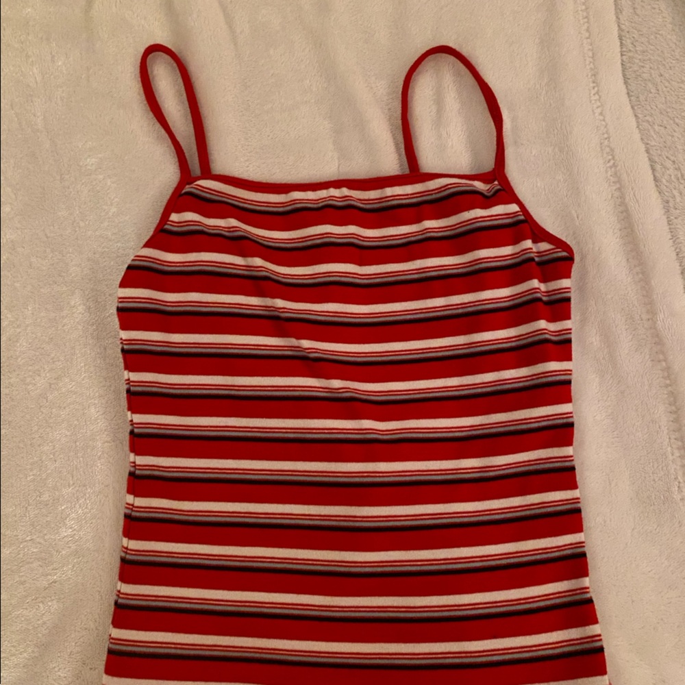 Red and white striped tank